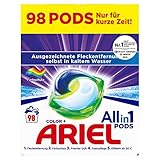 Ariel Waschmittel Pods All-in-1, Color Waschmittel, 98 Waschladungen (2 x 49) Frischer Wäscheduft und Farb