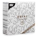 Papstar, 50 Servietten 'ROYAL Collection' 1/4-Falz 40 cm x 40 cm grau 'Damascato', #85005