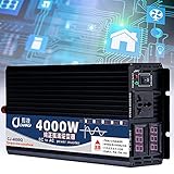 3000W 4000W 5000W Wechselrichter 12V/24V/48V/60V auf 110V/220V Reiner Sinus Spannungswandler Umwandler-Inverter mit LED Doppelte Digitalanzeige & EU-Steckdosen,für Wohnmobil-LKW,4000W-24Vto220V