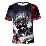 Nicoole Anime T-Shirts 3D Tokyo Ghoul T-Shirt Männer T-Shirts Freizeithemd Druck Japan Anime Kleidung Cosplay Kurzarm,XXXL