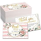 120 Mini Dankeschön für Ihre Bestellung Visitenkarten Einkaufen Dankeskarten Dankeskarten an Kunden Blumendesign Wertschätzungskarten für Kleinunternehmer Verkäufer 3,5 x 2 Z