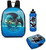 Familando Dragon-s Drachen-zähmen leicht gemacht Rucksack-Set 3tlg. mit Brotdose und Trinkflasche für Kinder-Garten / Krippe b