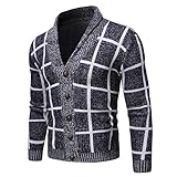 Jubaton Strickjacke V-Ausschnitt Slim Herren Strickpullover Pullover Pullover Langarm Top Lässig Einfache Mode Allgleiches Business Slim Comfort L