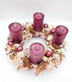 Adventskranz modern, Trockenblumen, Natur, Haltbar, Kerzen, Beeren Tö