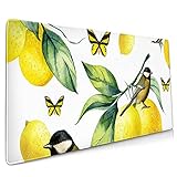 XXL Großes Gaming Mousepad 900x400x3mm Mauspad,Lemon Bird Yellow White,Tastatur Mauspad mit Wasserdichter Oberfläche rutschfeste Gummi Unterlage,für Gamer Büro H