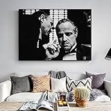 Danjiao Godfather Poster Marlon Brando Print Schwarz-Weiß-Filme Bilder Wände Kunst Leinwand Gemälde Rahmenlose Fresken Wandbild Film Wohnzimmer 60x90