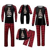 Zilosconcy Weihnachts Pyjama Familie, Herren Damen Kiner Lang Pyjamas Set, Rundhals Langarm Pyjama, Christmas Matching Pyjama Deer Plaid Pyjamas Set Christmas Sweatshirt Festliche Kleidung