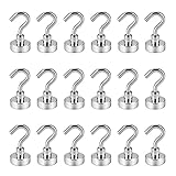 BTLIN Magnethaken Klein Starker Neodym Hakenmagnet 15mm Durchmesser 8kg Belastbarkeit Magnetische Haken für Kühlschrank Küche Garage Büro (18 Stück)