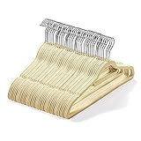 Samt-Kleiderbügel (45 cm) 50 Stück Set – Premium rutschfeste bügel mit Krawattenstange und 360-Grad-Haken für Kleiderschrank Organisation(cremefarben)