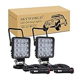 SKYWORLD 2 Stück 4' 48W tragbares LED-Arbeitslicht Offroad-Scheinwerferlicht mit Magnetfußhalterung Wasserdicht Quadrat Flood für 4WD-LKW-Boote, die Camping 12V 24V