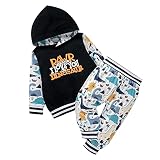NBAA Kleinkind Baby Mädchen Jungen Dinosaurier Kapuzen Sweatshirt Zweiteiliger Anzug Kinder Beiläufig Gemütlich Langarm Dinosaurier Bedruckte Top Kapuzenpulli + Hosen Set Sport Stil Outfits S