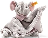 Steiff Trampili Elefant Schmusetuch - 28 cm - Kuscheltier für Babys - Plüschelefant - weich & waschbar - grau/rosa - (241680)