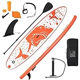 DREAMADE Stand Up Paddle Board, SUP Board mit Teleskop-Paddel, aufblasbar, Paddling Board mit komplettem Zubehör, bis zu 120 kg belastbar, Surfboard (335x76x15 cm, Muster 1)