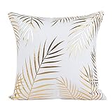 SHOBDW Schick Goldfolie Brief Blätter Kissenbezug Sofa Taille Wurf Kissenbezug Exquisit Auto Home Decor Kissenbezüge Pilloe Cover Cushion C