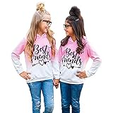 zhen+zhen Sweatshirt Pullover Kapuzenpullover Mädchen Kinder Langarmshirts Best Friends T-Shirt Kleinkind Herbst Winter Oberbekleidung Cute Tops Beiläufige 2-11 Jahre （Pink,8-9 J