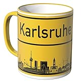 WANDKINGS® Tasse, Skyline Karlsruhe - GELB