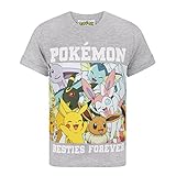 Pokemon Jungen T-Shirt Besties Forever Kinder grau Kurzarm Top