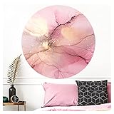 Grandora Wandtattoo Wohnzimmer Wandsticker Marmor Tapete modern runde Wandaufkleber rosa Gold Schlafzimmer Wanddeko selbstklebend Wandbild Flur Pastel DL705-2