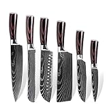 6 stücke Damaskus Muster Utility Messer Set Sharp Chef Hackendes Boning Kleber Küchenmesser Kein Rutschgriff (Kitchen Knife Size : 6pcs 1 set)