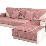 AMYZ Weiches Plüsch-Sofa-Handtuch,gesteppter Sofabezug mit Rutschfester Unterseite Möbelschutzbezüge für L-förmiges Sofa,kratzfester Samtbezug für Couch-Rosa-1 Stück 70x150cm(28x59in)