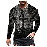 D-Rings Herren Longsleeve Print mit Rundhals Ausschnitt Langarmshirt Shirt Langarmshirt Herren Longshirt Rundhals Front Print Long