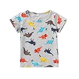 TinaDeer Sommer Kurzarm T-Shirt für Baby Kleinkind Kinder Jungen Cartoon Dinosaurier Bedrucktes T-Stück Baumwolle Rundhals Tops Mode T-Shirts für 9 Monate - 5 J