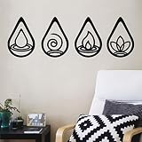 Dekadron Wand-Dekoration aus Metall, 4 Elemente, Dekoration für Wohnzimmer zu Hause, Symbol von vier Elementen, Windlicht der Erde Wasser (30 x 30 cm)
