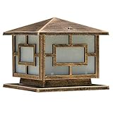 SaiFei Traditionelle E27 Square Column Scheinwerfer American Country Column Wandleuchte Außentür Villa Pool Balkon Zaun Säulenlampe Laterne (Size : Small)