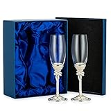 Sziqiqi 2 Stücke Kreative Emaille Sektgläser Weingläser Champagner Gläser mit Geschenkbox Hochzeit 2er Set Gläser Romatische Sektgläser Geschenk für Verlobung, Brautdusche, Hochzeitsempfang, Jub