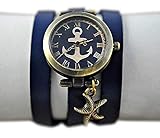 Maritime Armbanduhr mit Wickelarmband aus Leder und Seestern-Anhänger - Geschenk für Sie - Schmuck-Geschenk - Handmade Geschenk