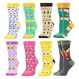 BISOUSOX Lustige Socken Damen Fun-Socken Bunte Socken Damen Bequem und Atmungsaktiv Geschenk für Freundin (36-39.5, 8Pairs-Latte1)