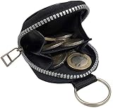 Echt Leder Schlüsselanhänger mit Kleingeldfach in Vegetabil Gegerbtem Rinderleder MJ-Design-Germany in Schw
