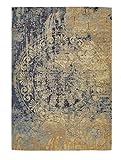 Luxor Living Vintage Teppich modern orientalisch, Flachgewebe, Ornament, Shabby Chic, Vintageteppich Wohnzimmer Schlafzimmer, Farbe:Beige-Blau, Größe:80 x 150