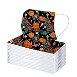 Generic 20/30 Stück Halloween Kostüm Mundschutz Erwachsene Einweg 3-lagig mit Motiv Bunt Mund Nasenschutz Kürbis Druck Tücher Atmungsaktiv Mund-Tuch Bandana Halstuch S