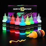 Magicfly Glow in The Dark Farben Set, 10 Farben Fluoreszierende Acrylfarbe Leuchtfarbe, Farbe für Glow Effekt im Dunkeln, Schwarzlicht Farbe für Malerei, Dekoration, Graffiti oder Basteln, 10 X20