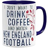 OM3® - New-England-Coffee - Tasse | Keramik Becher | American Football Mug | 11oz 325ml | Beidseitig Bedruckt | Dunkelb