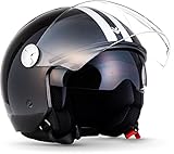 ARMOR HELMETS® AV-63 „Fun Shiny Black“ · Jet-Helm · Motorrad-Helm Roller-Helm Scooter-Helm Moped Mofa-Helm Chopper Retro Vespa · ECE 22.05 Sonnenvisier Schnellverschluss Tasche XXL (63-64cm)