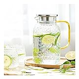 YAZHUANG8 Glaskrug mit Deckel Eistee Tee Pitcher Wasserkanne Heißer kaltes Wasser EIS Tee Wein Kaffee Milch und Saft Getränke Carafe (Size : 1800ML)