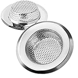 MengH-SHOP Abflusssieb Edelstahl Küchen Spüle Filter Sieb Waschbecken Abfluss Sieb Haltbare Korbabläufe Perfekt für Dusche, Spüle, Badewanne 9cm Durchmesser 2 Stück