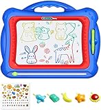 Geekper Magnetisches Zeichenbrett, 41 x 33 cm Groß Magnetische Maltafel Spielzeug ab 2 3 4 Jahre zaubertafel mit 5 Stempeln und schönem Aufkleber für Kinder, zum Schreiben und Sk