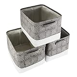 Awekris Körbe für Regal, 3 Faltbare Aufbewahrungsboxen aus Segeltuch mit Griffen, Aufbewahrungsbox Schrank, körbe aufbewahrung für Home Office Schrank Spielzeug Kleidung Kinderzimmer Kinderg