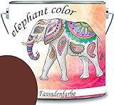 elephant color hochwertige Fassadenfarbe auf Silikonharz Sockelfarbe Betonfarbe (5 L, RAL 8012 - Rotbraun)