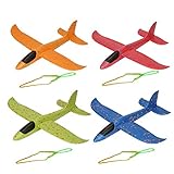 Herefun Segelflugzeug, 4 Stück Kinder Styroporflieger Flugzeug Spielzeug und 4 Stück Slingshot, Manuelles Werfen Flugzeugspielzeug, Modell Schaum Flugzeug, Flugzeug Outdoor Sportarten Spielzeug (D)