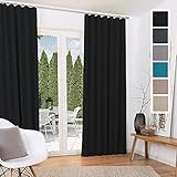 Beautissu Amelie 2er Set Verdunklungsvorhänge 140x245 cm - Vorhänge Blickdicht mit Kräuselband – 2 Stück Blackout-Gardinen Universalband Schw