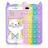 Pop Rainbow Cat Phone Case für iPhone 6 Plus/6S Plus/7 Plus/8 Plus, Cute Style Kawaii Rainbow Cat Pop Fidget Silikon Handyhülle für Mädchen & Kinder iPhone Case.(für iPhone 6/6S/7/8 Plus 5,5 Zoll)