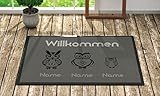 Loose Werbetechnik Fußmatte 'Willkommen' Inkl. Ihrer Namen - Personalisierte Schmutzfangmatte, Fußmatte:60 x 40