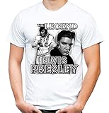 Elvis Presley Männer und Herren T-Shirt | Musik The King Retro Vintage | M2 (XL, Weiß)