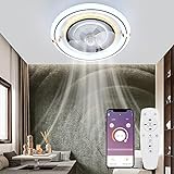 OTREN LED Deckenleuchte mit Ventilator, Dimmbar Deckenventilator mit Beleuchtung, Moderne Lüfter Deckenlampe mit APP-Steuerung und Fernbedienung für S