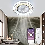 OTREN LED Deckenleuchte mit Ventilator, Dimmbar Deckenventilator mit Beleuchtung, Moderne Lüfter Deckenlampe mit APP-Steuerung und Fernbedienung für S