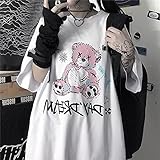 KAL'ANWEI Left Girl Printing Casual Harajuk Goth Female's Tshirts Kawaii Unisex Short Sleeve Anime T Shirt Hiphop Summer Women Streetwear Tops-Weiß_L